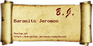 Barasits Jeromos névjegykártya